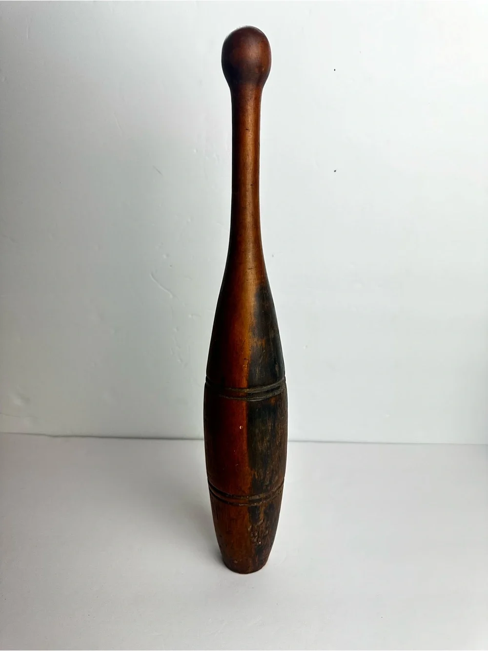 Vintage Wooden Juggling Pin Exercise Primitive Aged Brown Decor Antique